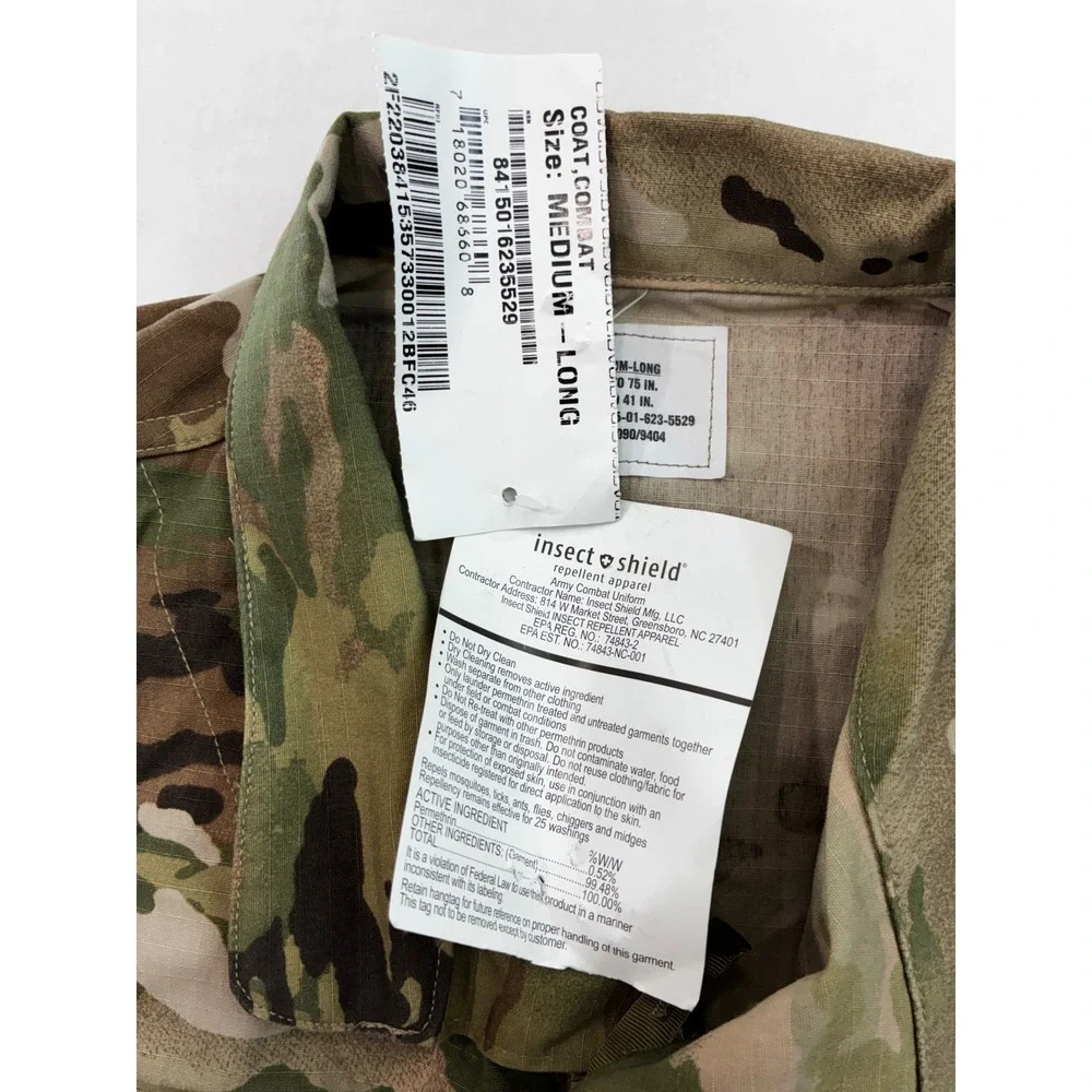 Camouflage US Army OCP Combat Coat Mens Medium Long New Shield Ripstop‎ Jacket